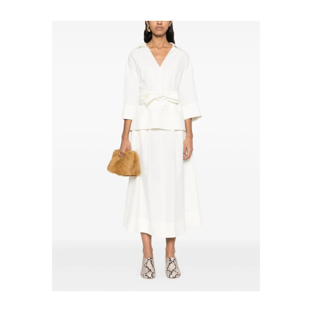 P.a.r.o.s.h. Witte Gerende Linnen Rok White Dames