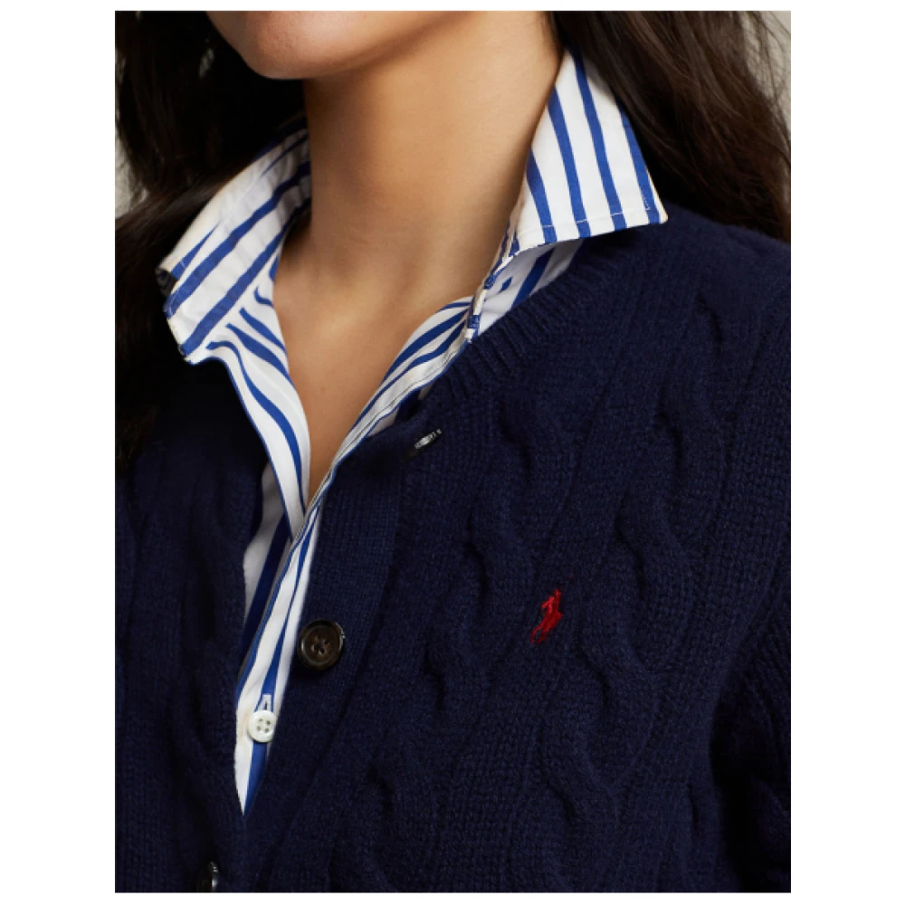 Polo Ralph Lauren Gebreide Cashmere Wol Cardigan Blue Dames