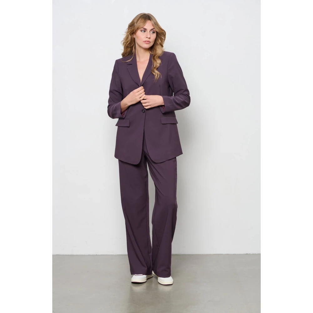 &Co Woman Bordeaux Slim Fit Broek Purple Dames