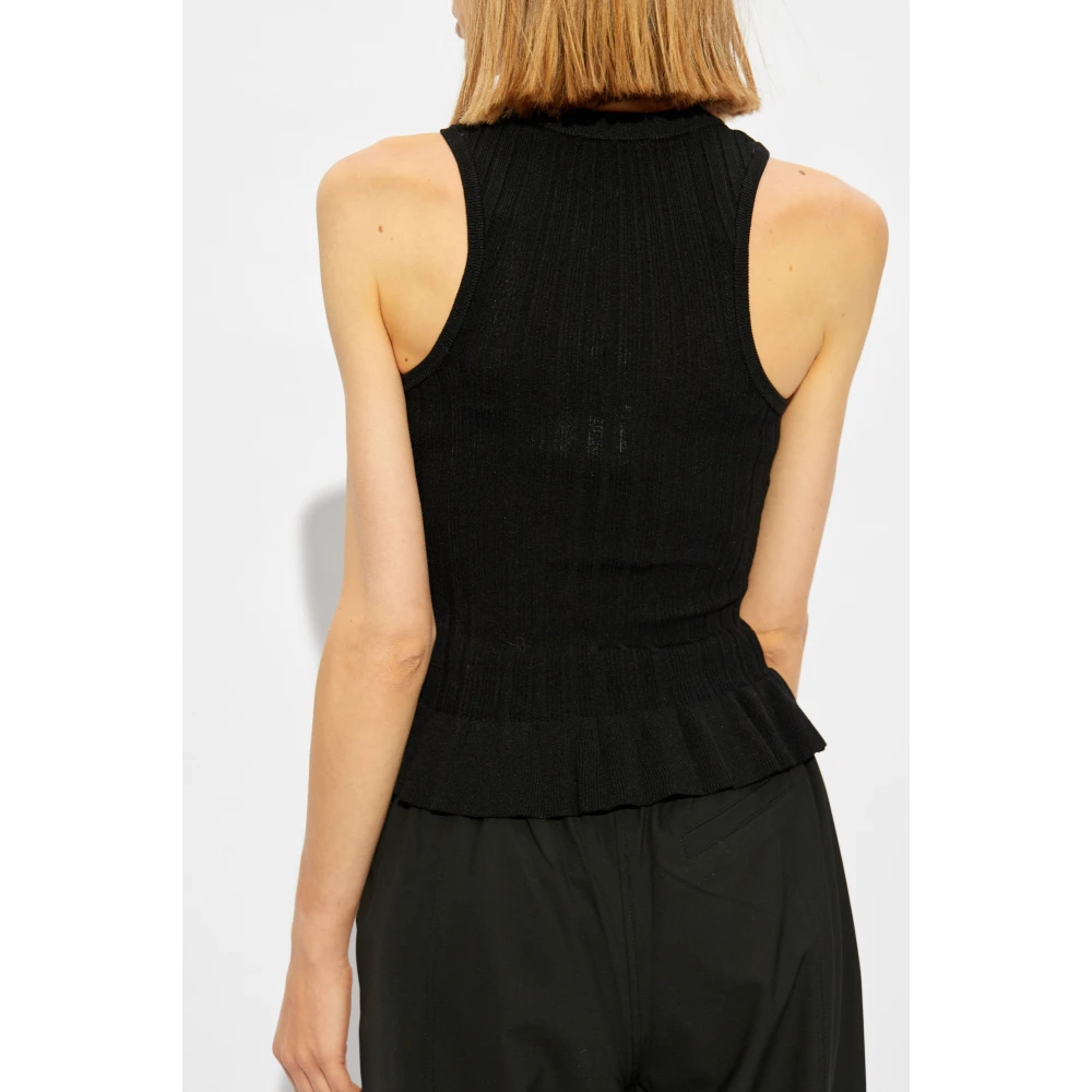 Ganni Top met logo Black Dames