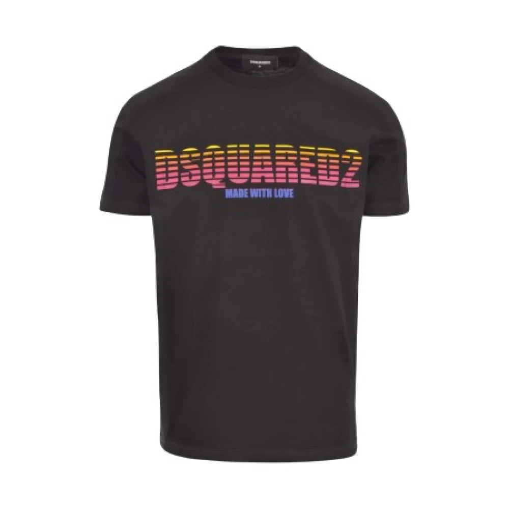 Dsquared2 Zwart Katoenen T-shirt met Iconisch Logo Black Heren