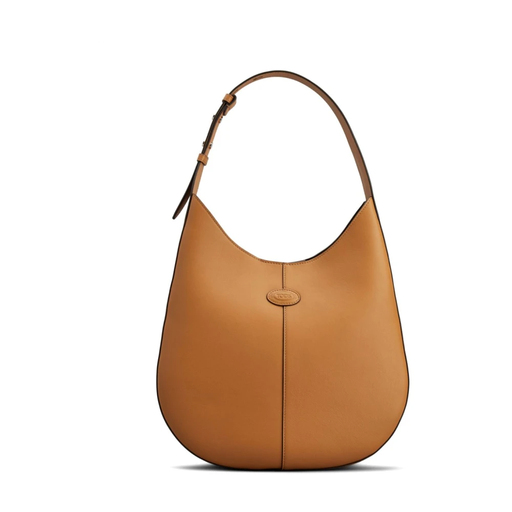 TOD'S Bruin leren schoudertas met logopatch Brown Dames