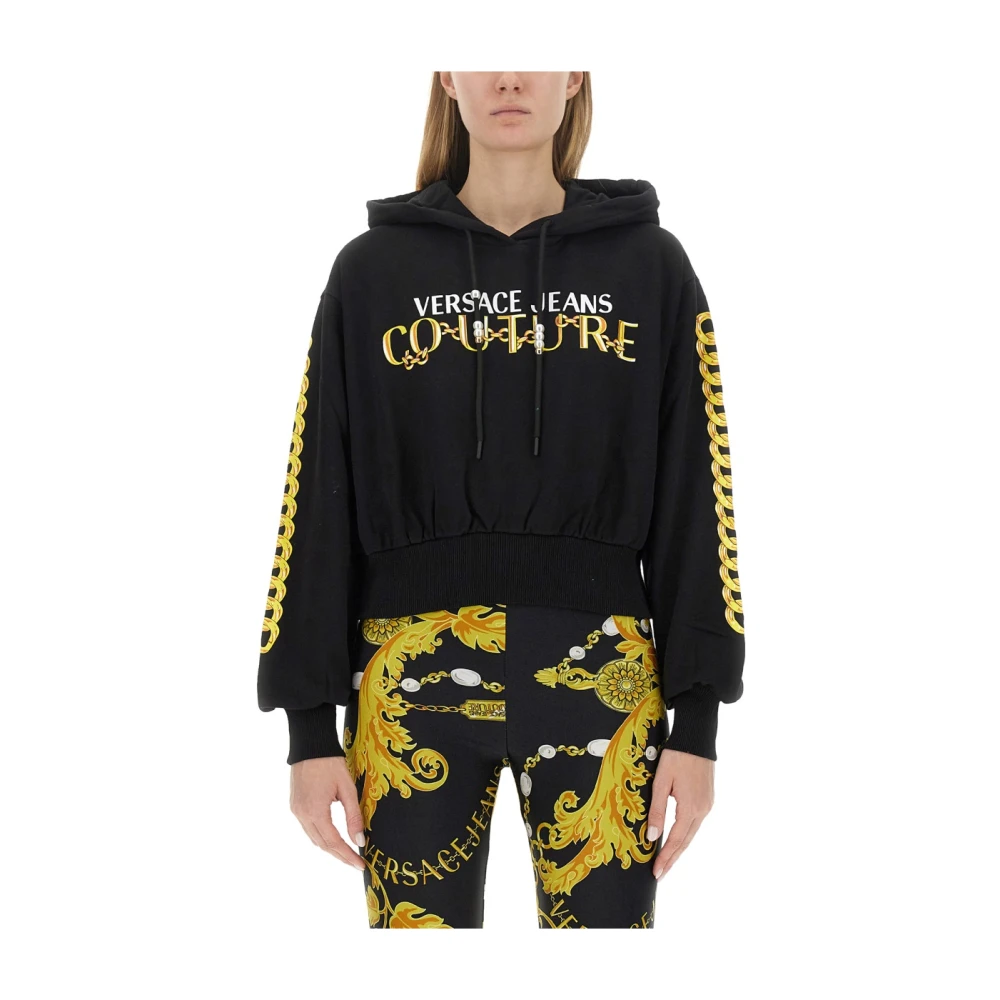 Versace Jeans Couture Logo Hoodie voor vrouwen Black Dames