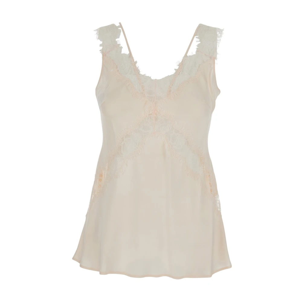 Pinko Women's Pink O, Pyjamas, M, V-Neck Lace Top