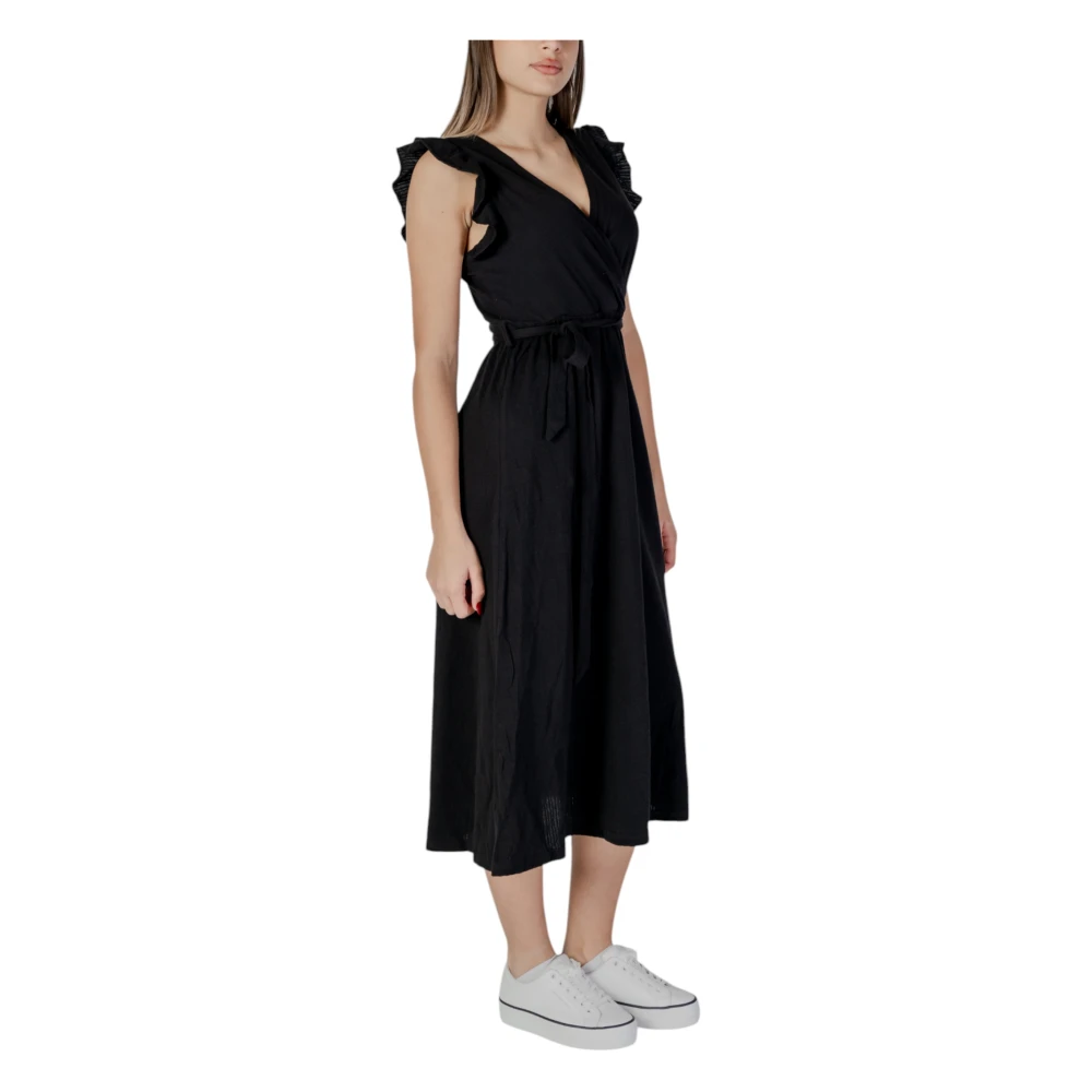 b.Young Lente Zomer Dames Katoenen Jurken Collectie Black Dames