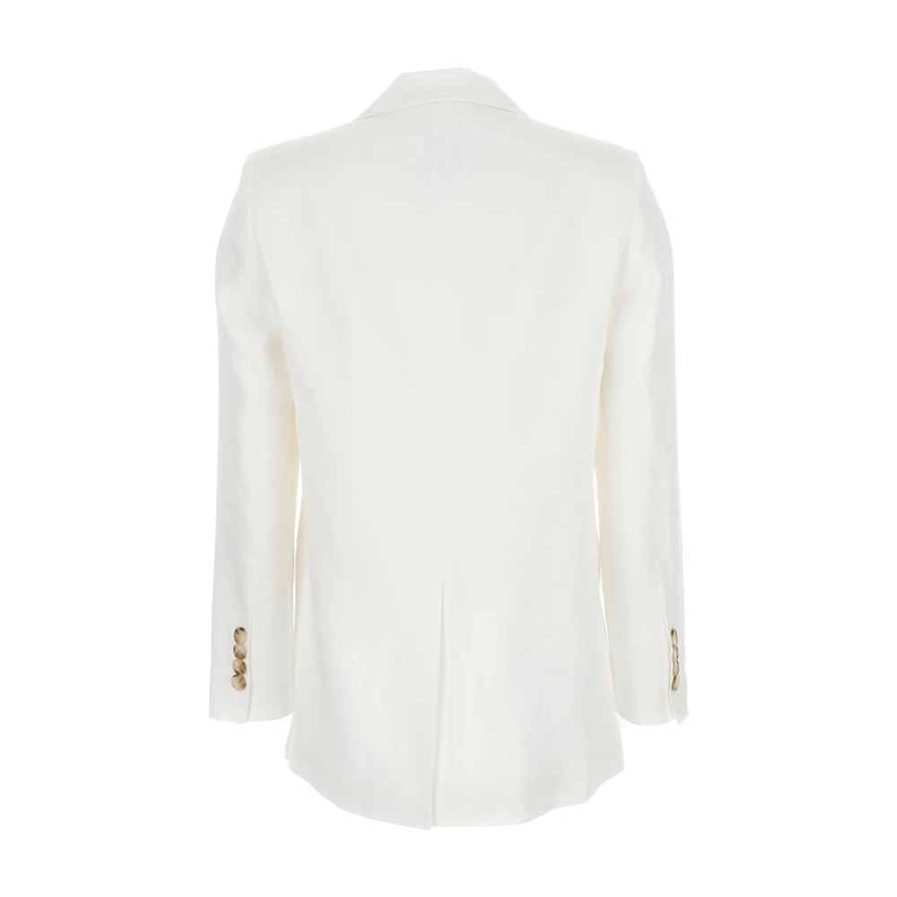 Plain Units Witte Linnen Double-breasted Blazer White Dames