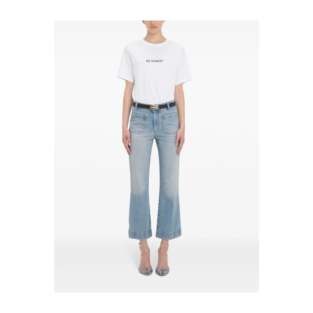 Victoria Beckham Blauwe Cropped Jeans met Zakken Blue Dames
