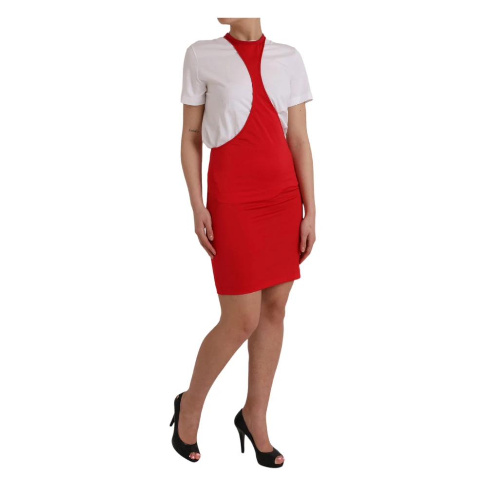 Dolce & Gabbana Rode Nylon Bodycon Mini Jurk Red Dames