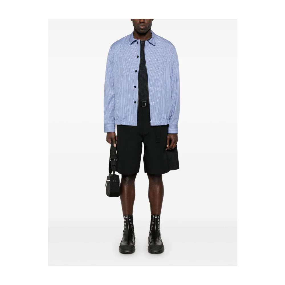 Sacai Blauw Gestreepte Katoenen Jas Blue Heren