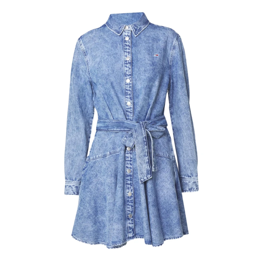 Tommy Hilfiger Denim Chambray Jurk Lange Mouwen Blue Dames