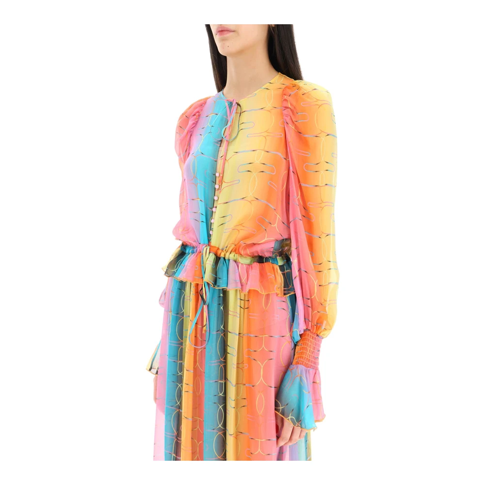 Siedrés Zijden chiffon jurk met monogramprint Multicolor Dames