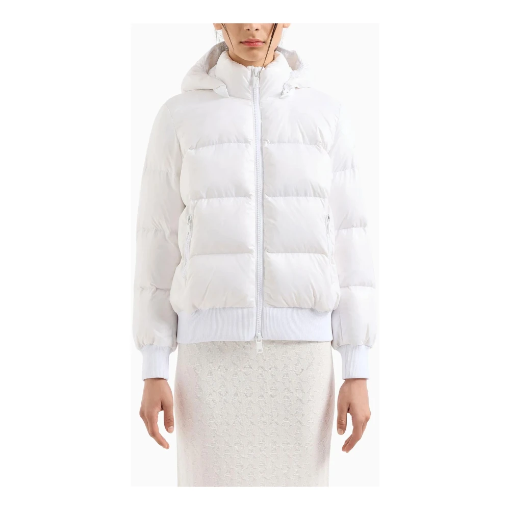 Armani Exchange Gewatteerde witte jas met capuchon White Dames