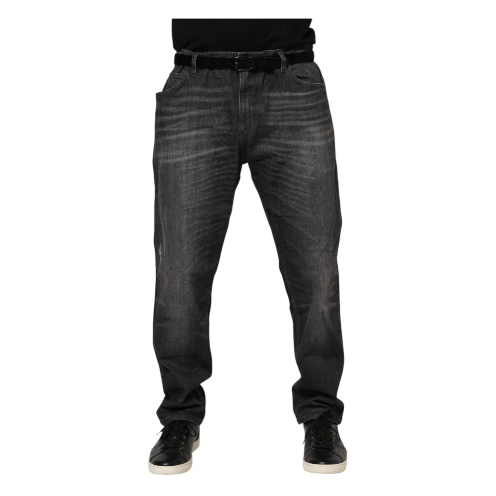 Dolce & Gabbana Men's Gray Straight Fit Jeans, 2XL, Loose Denim Jeans