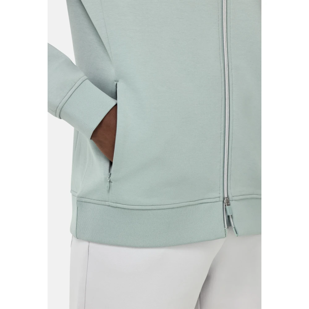 Boggi Milano B Tech Full-Zip Hoodie In Lichtgewicht Katoenmix Scuba Green Heren