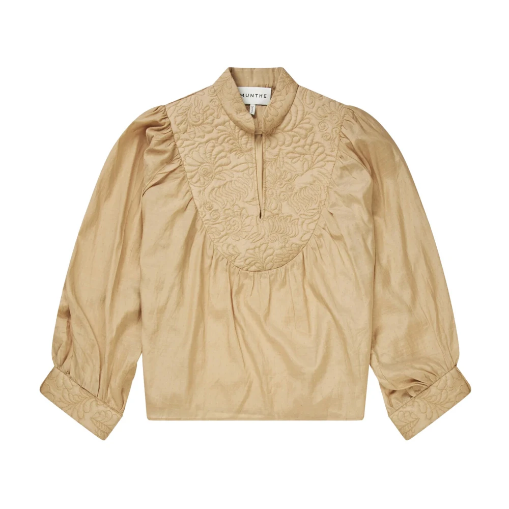 Munthe Gewatteerde Bloemen Geborduurde Blouse Beige Dames