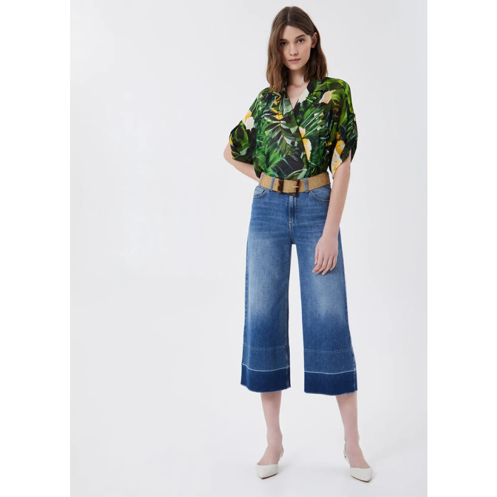 Liu Jo Wijde Pijp Denim Broek Blauw Blue Dames