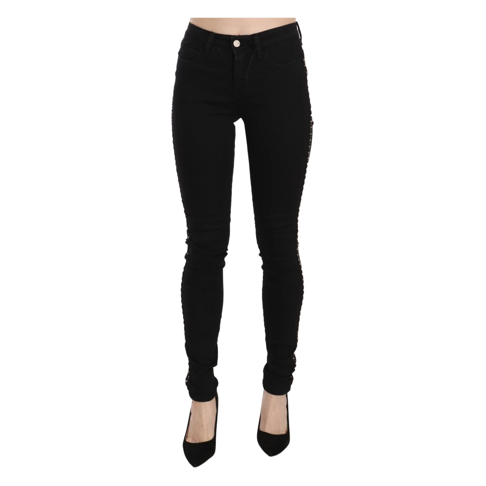 Costume National Zwarte versierde skinny jeans met middelhoge taille Black Dames