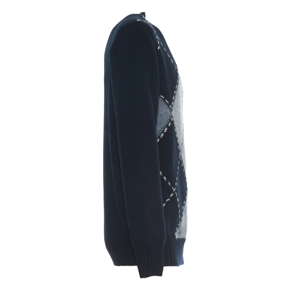 Malo Luxe Cashmere Crew-Neck Trui Blauw Grijs Blue Heren