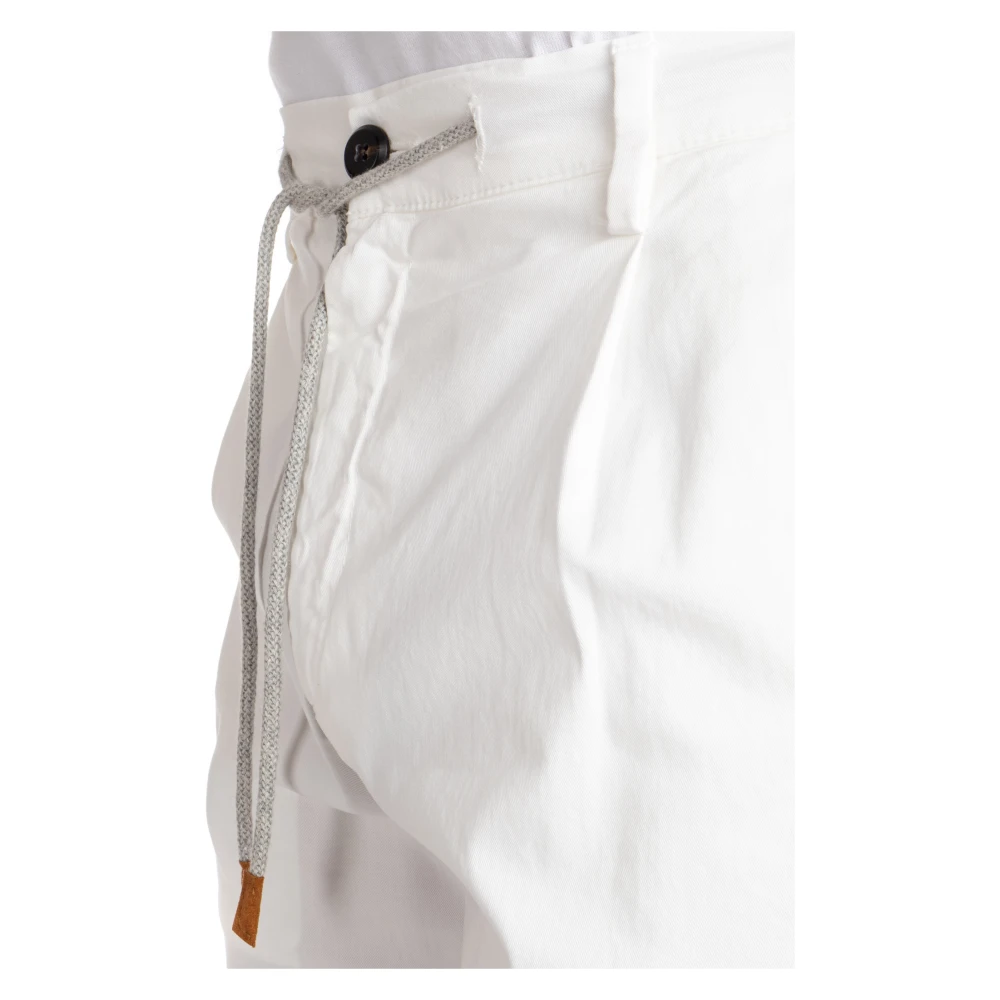 Eleventy Witte Katoenen Broek met Rits White Heren