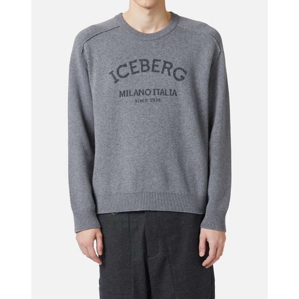 Iceberg Trui met ronde hals en logo Gray Heren