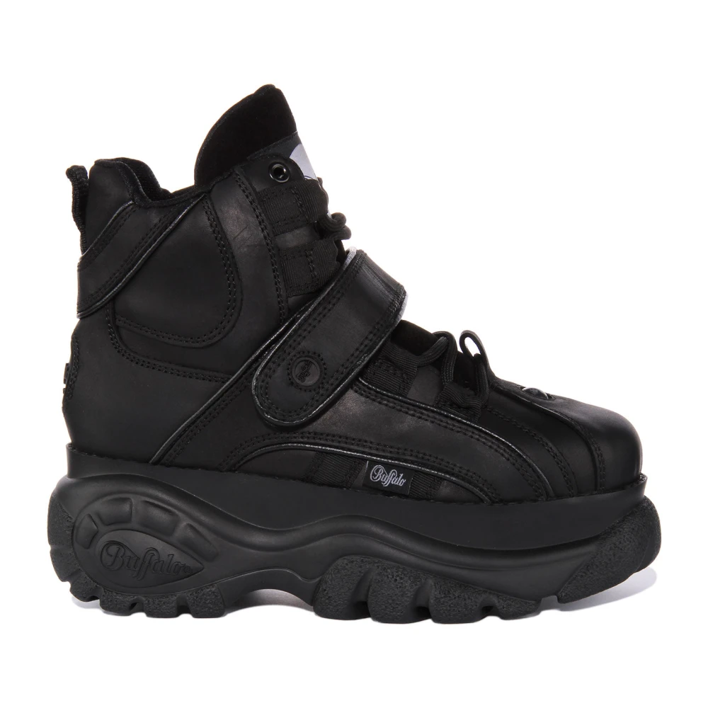 Buffalo Donna Schwarz Classic High Leather - Immagine 4