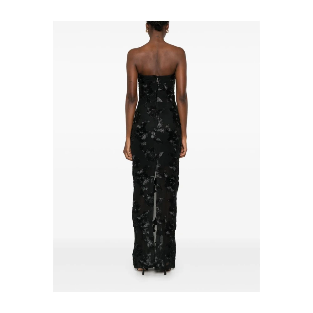 Rotate Birger Christensen Flower Mesh Tube Jurk Black Dames