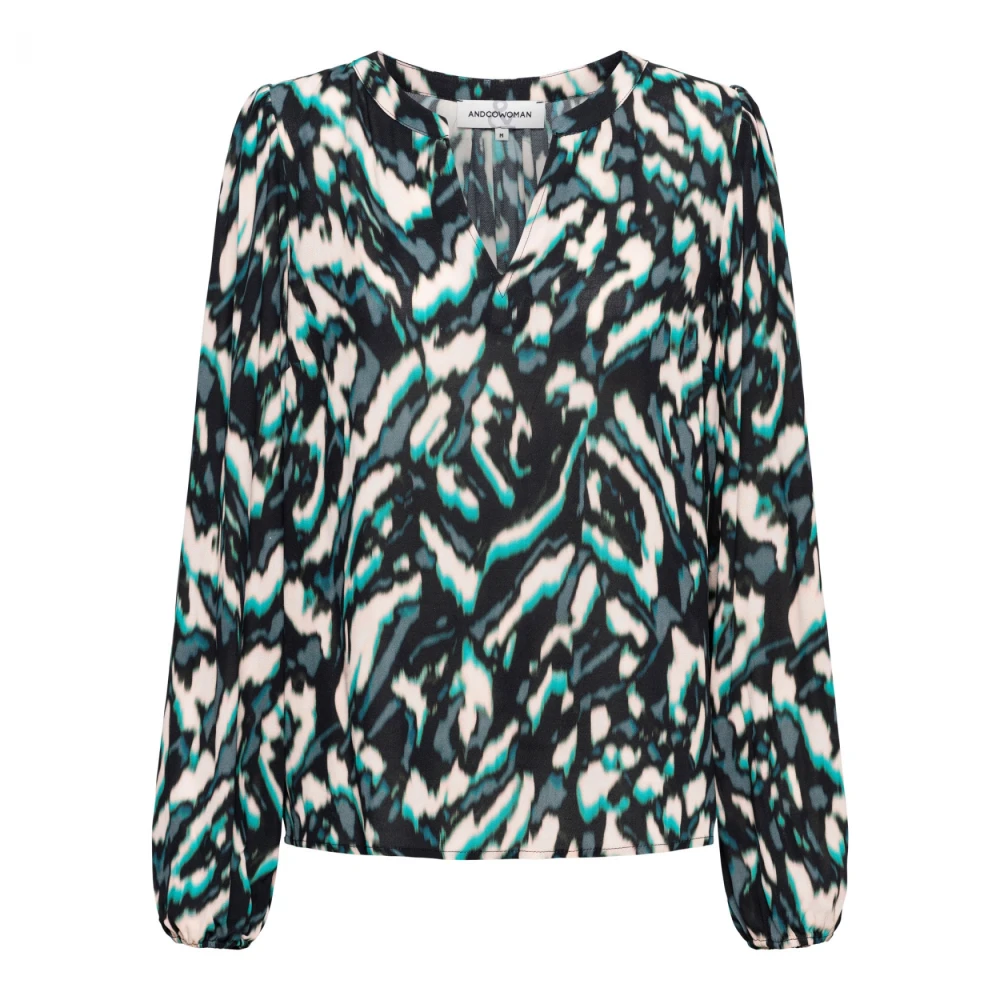 &Co Woman Bloes met lange mouwen en V-hals Multicolor Dames
