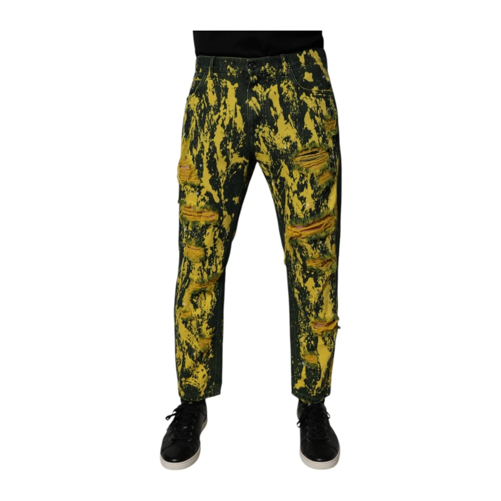 Dolce & Gabbana Men's Black Tie Dye Skinny Denim Jeans