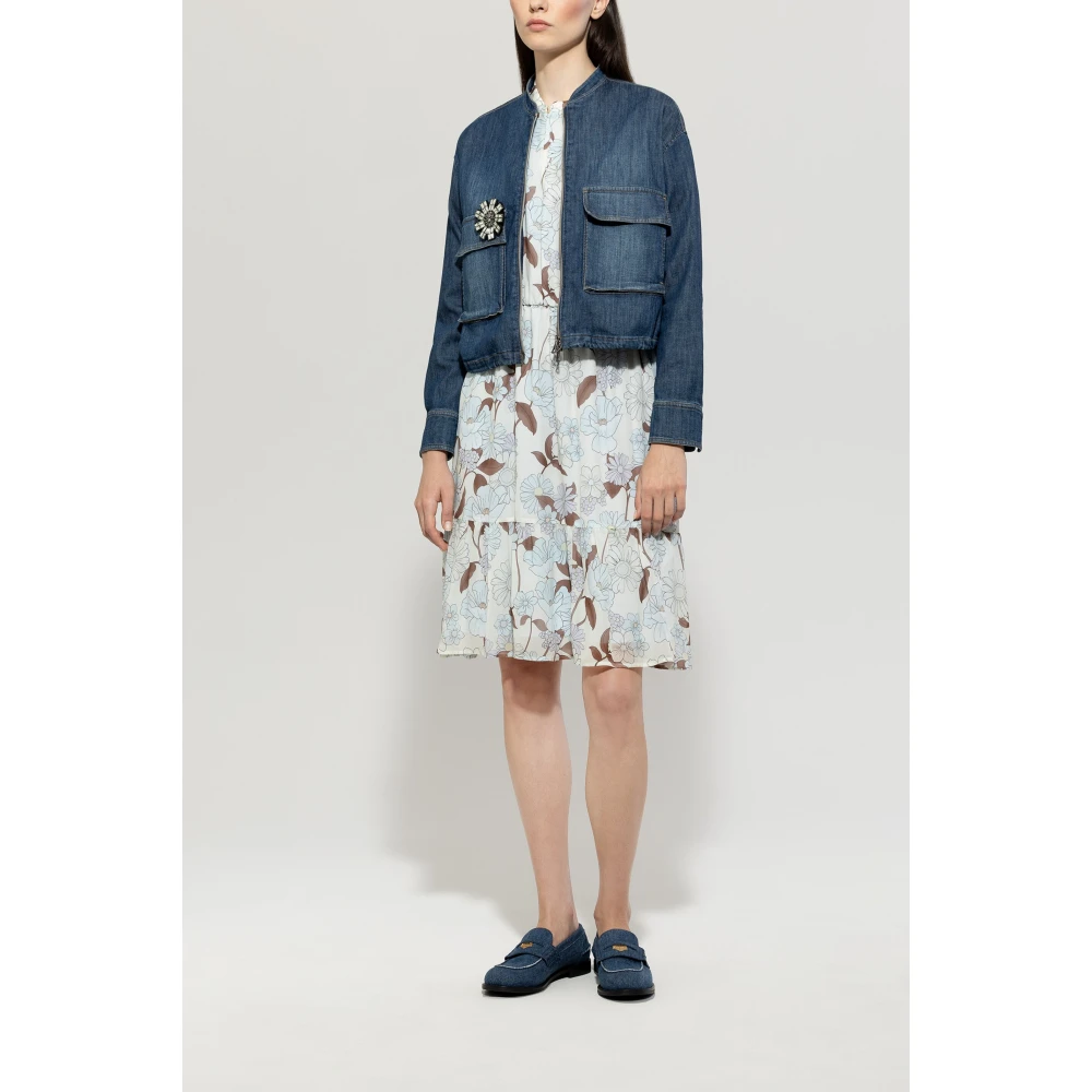 LUISA CERANO Denim Blouson Jack met Enzyme-Wash Blue Dames