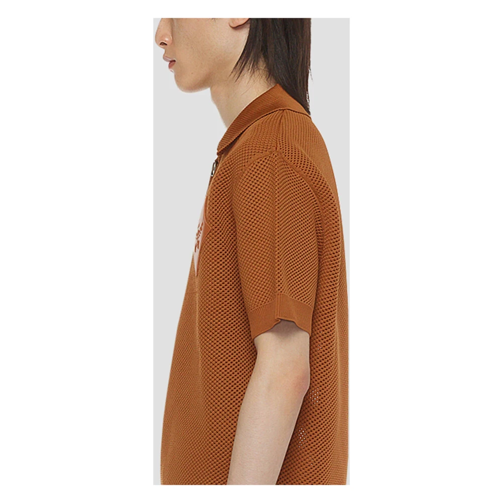 MCM Gebreide polo met logopatch Brown Heren