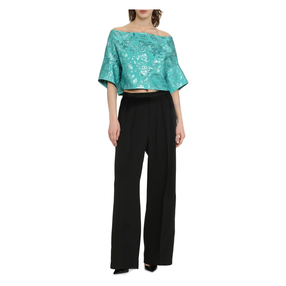 P.a.r.o.s.h. Bloemen jacquard blouse Green Dames