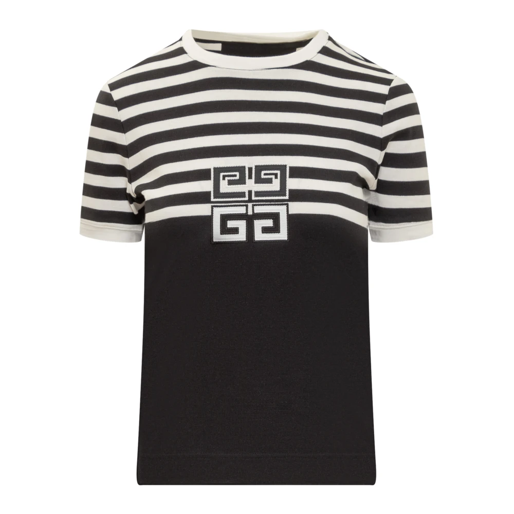 Givenchy Zwarte Bicolor 4G Patch T-shirts en Polos Black Dames