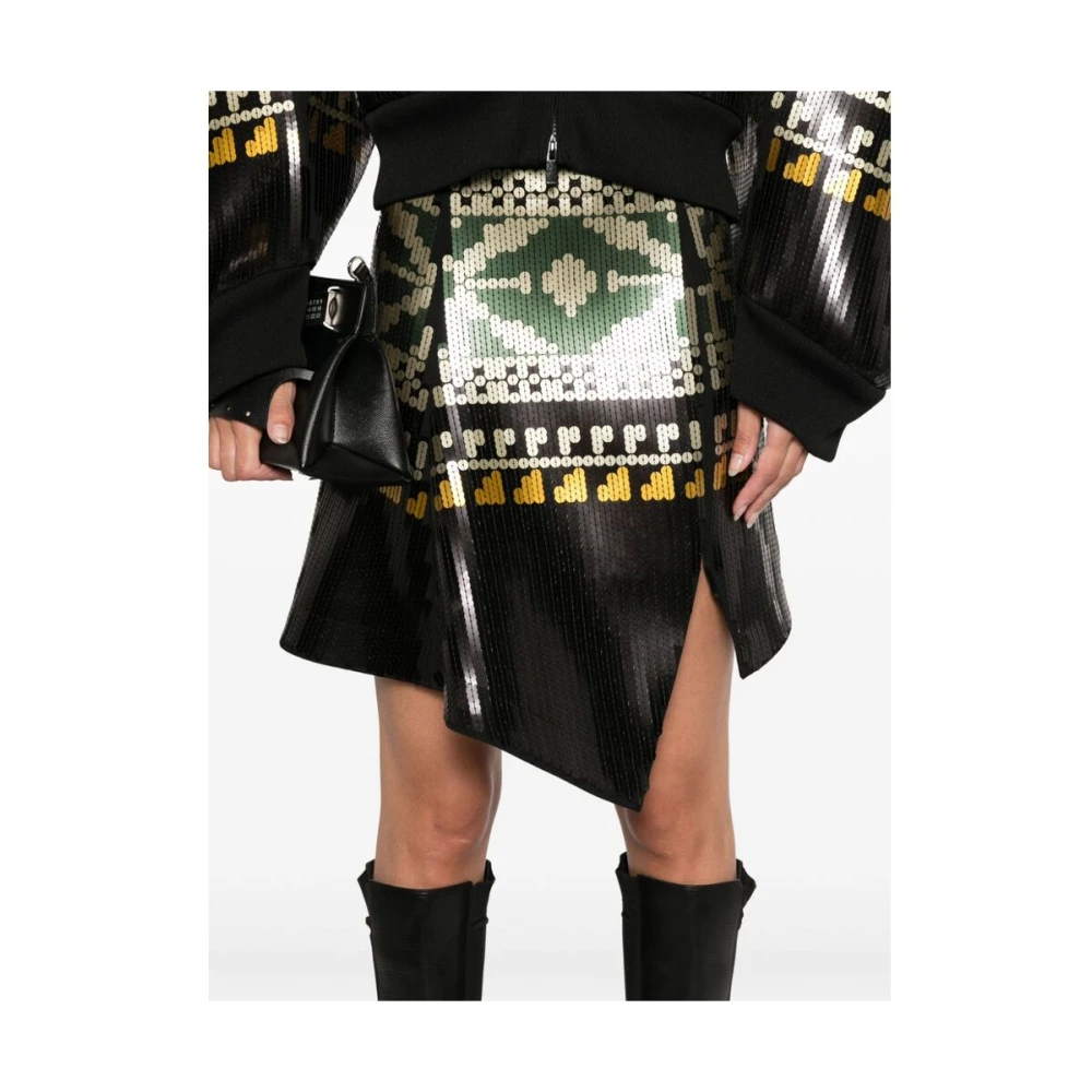 Sacai Pailletversierde Asymmetrische Rok Multicolor Dames