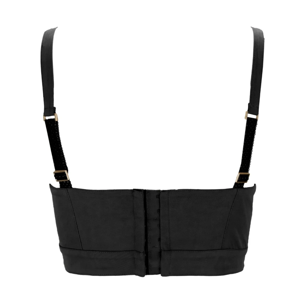 Elisabetta Franchi Mouwloze Katoenen Top met Gouden Details Black Dames