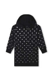 Czarna sukienka maxi-sweatshirt z kapturem dla dzieci
