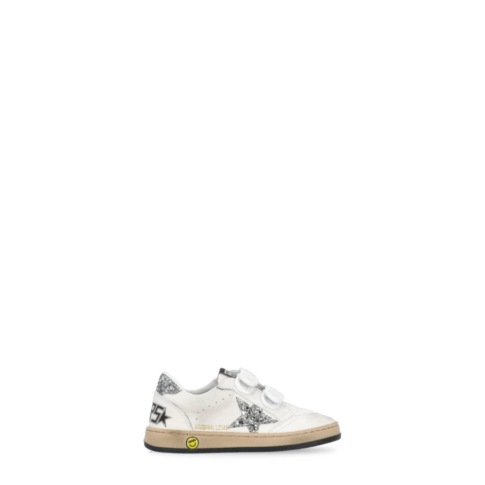 Golden Goose Vita Läder Barnsneakers med Glitter White, Pojke