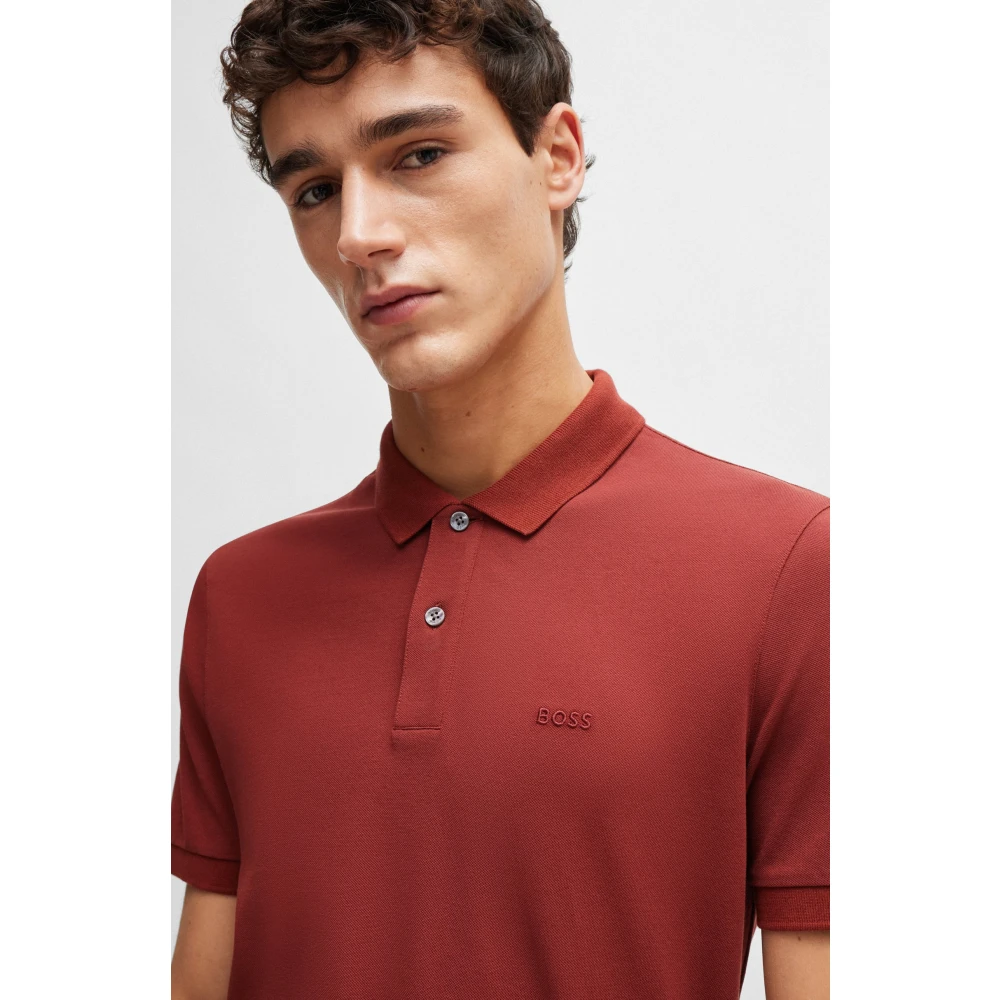 Boss Pique Polo Shirt Brown Heren