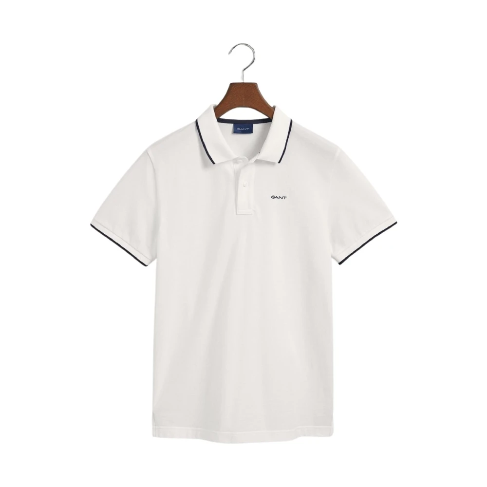 Hvit Contrast Tipping Pique Polo Shirt