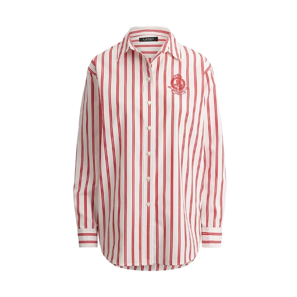 Ralph Lauren Red Striped Embroide Shirt - Female - Shirts - M - Blouses & Shirts
