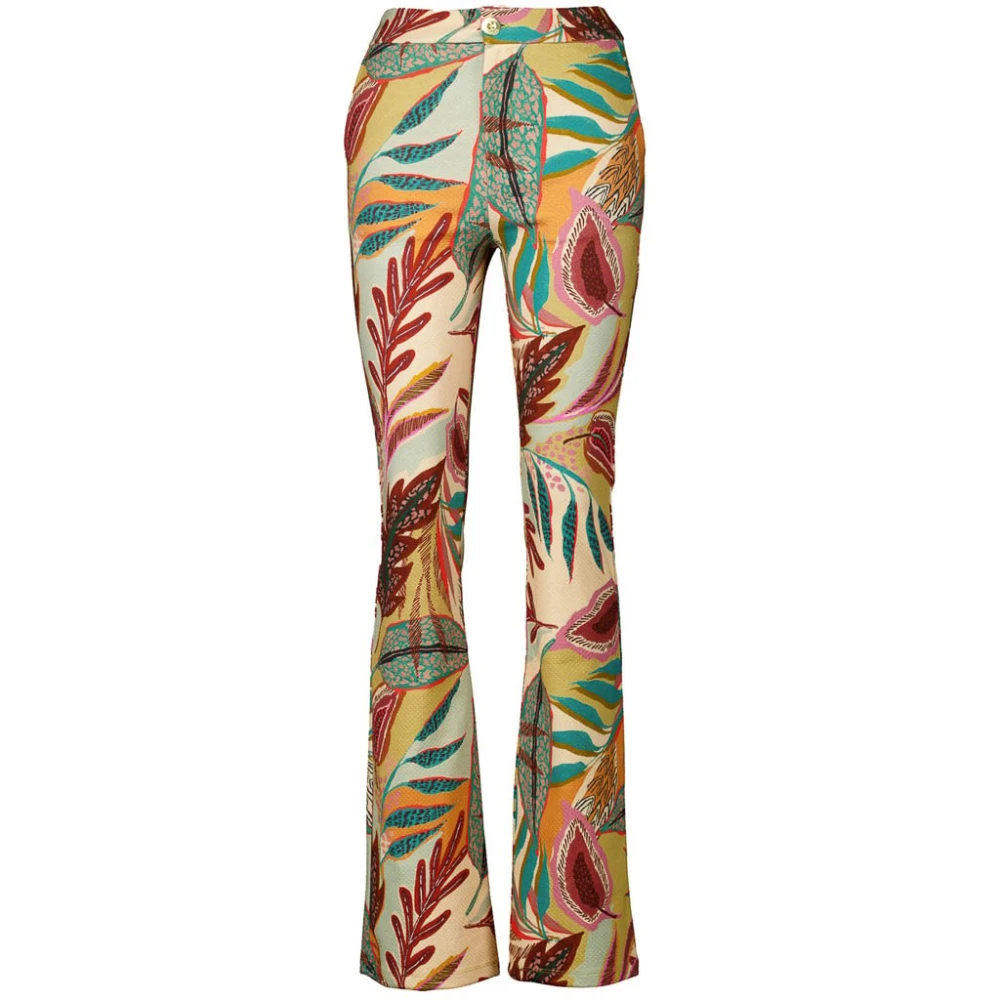 Tessa Koops Flared broek met bladerenprint Multicolor Dames