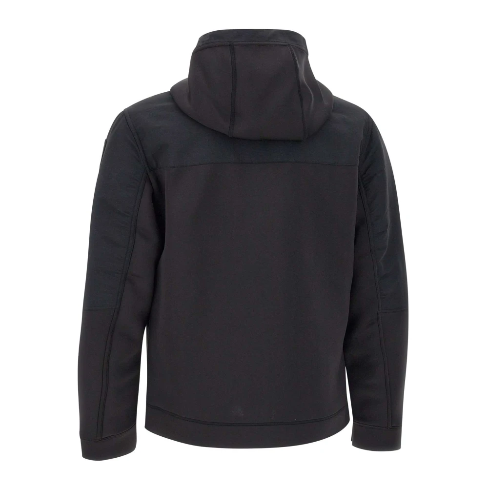 Blauer Zwarte Neopreen Sweatshirt met Taslan Inzetstukken Black Heren