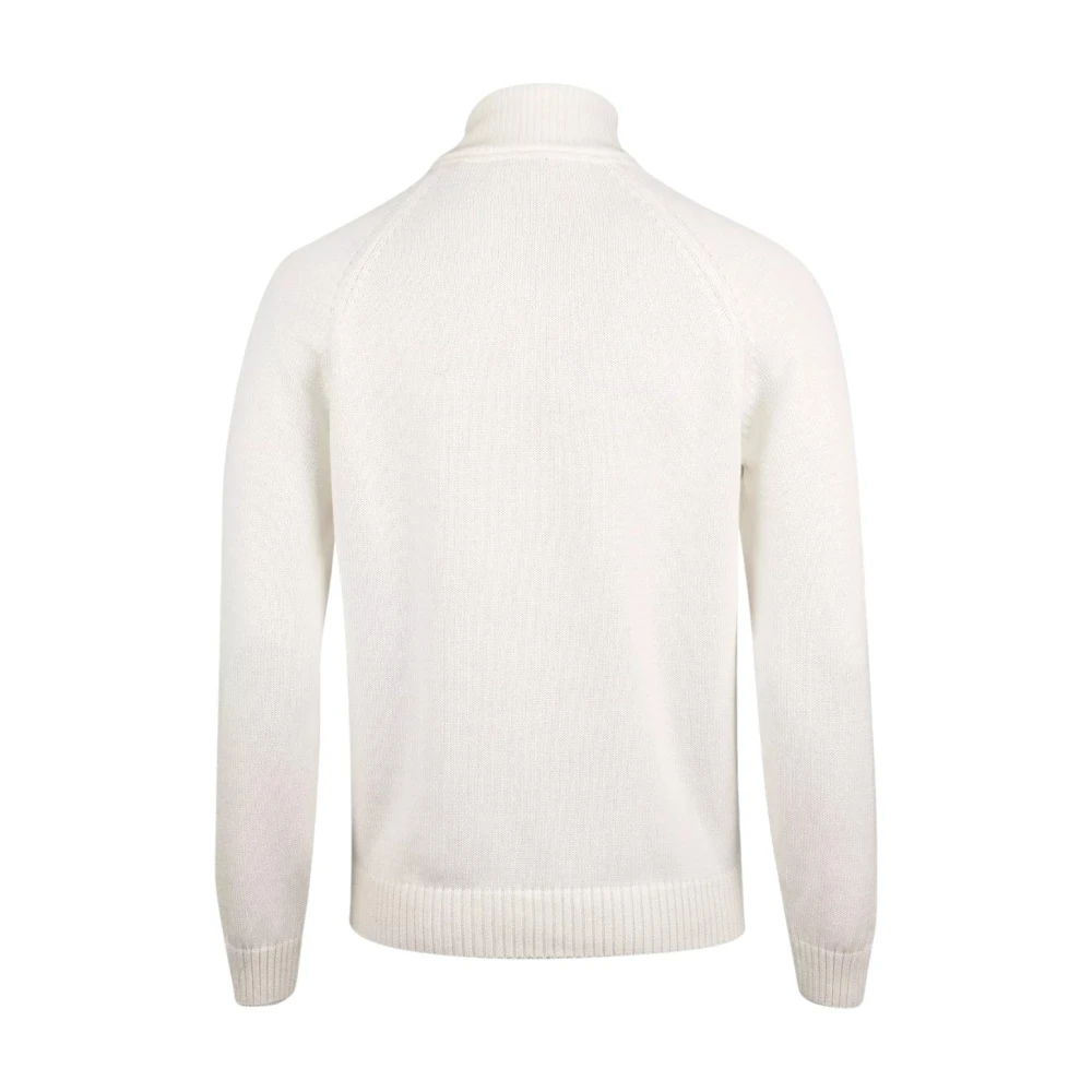 Stenströms Witte Katoenen Half-zip Cardigan White Heren