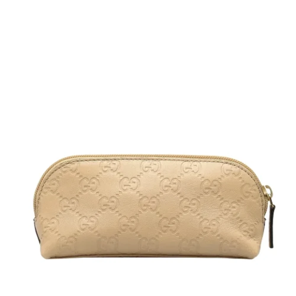 Gucci Vintage Pre-owned Leather clutches Beige Dames