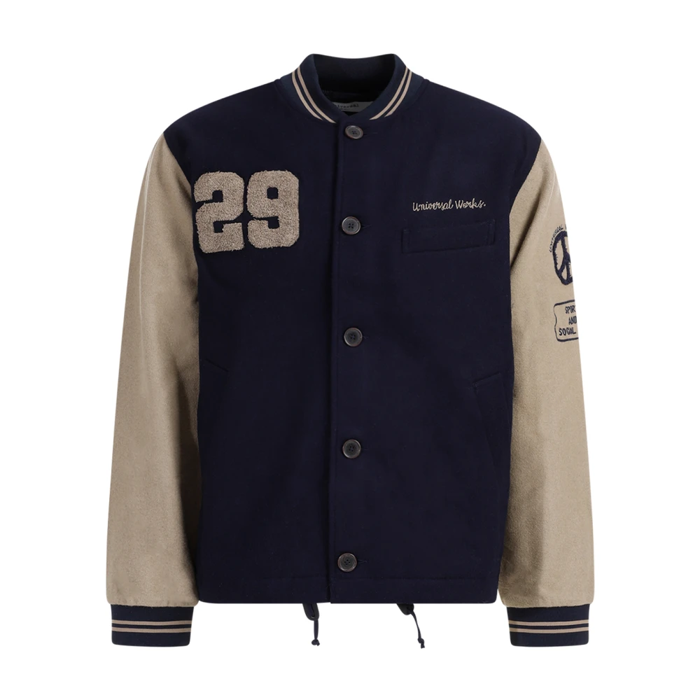 Universal Works Navy Sand Newark Bomber Jas Blue Heren
