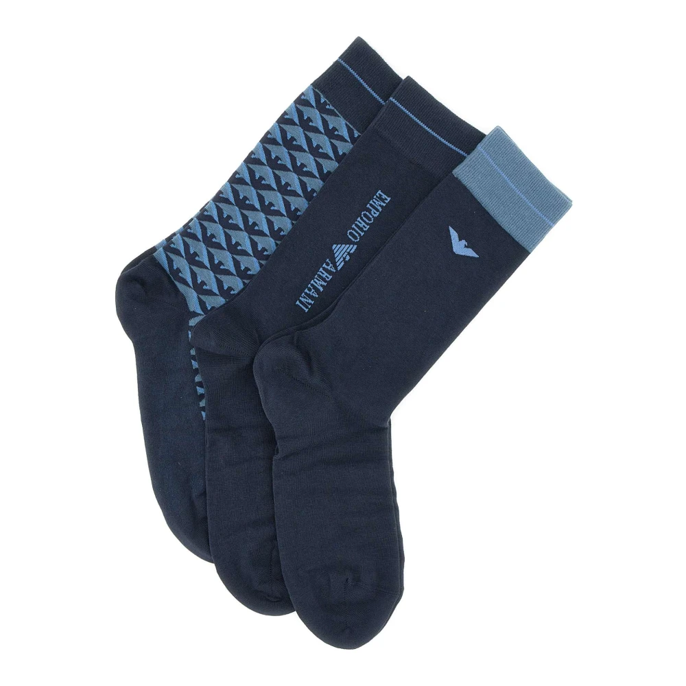 Emporio Armani Multicolor Logo Sokkenset Blue Heren