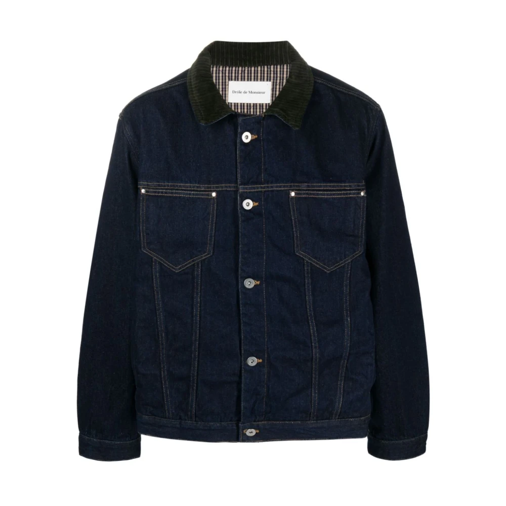 Drole de Monsieur Geruite Denimjas voor Mannen Blue Heren
