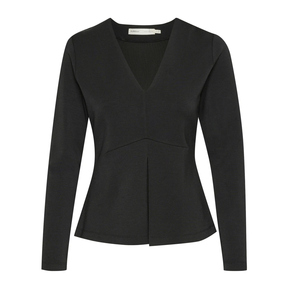 InWear Zwarte longsleeve V-hals top Black Dames