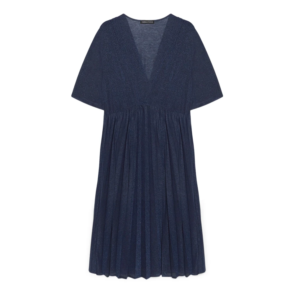 Fiorella Rubino Lurex Jersey Plooi Jurk Blue Dames