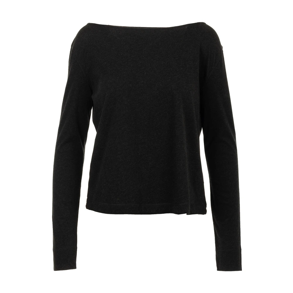Majestic filatures Zwarte Bateau Hals Trui Black Dames