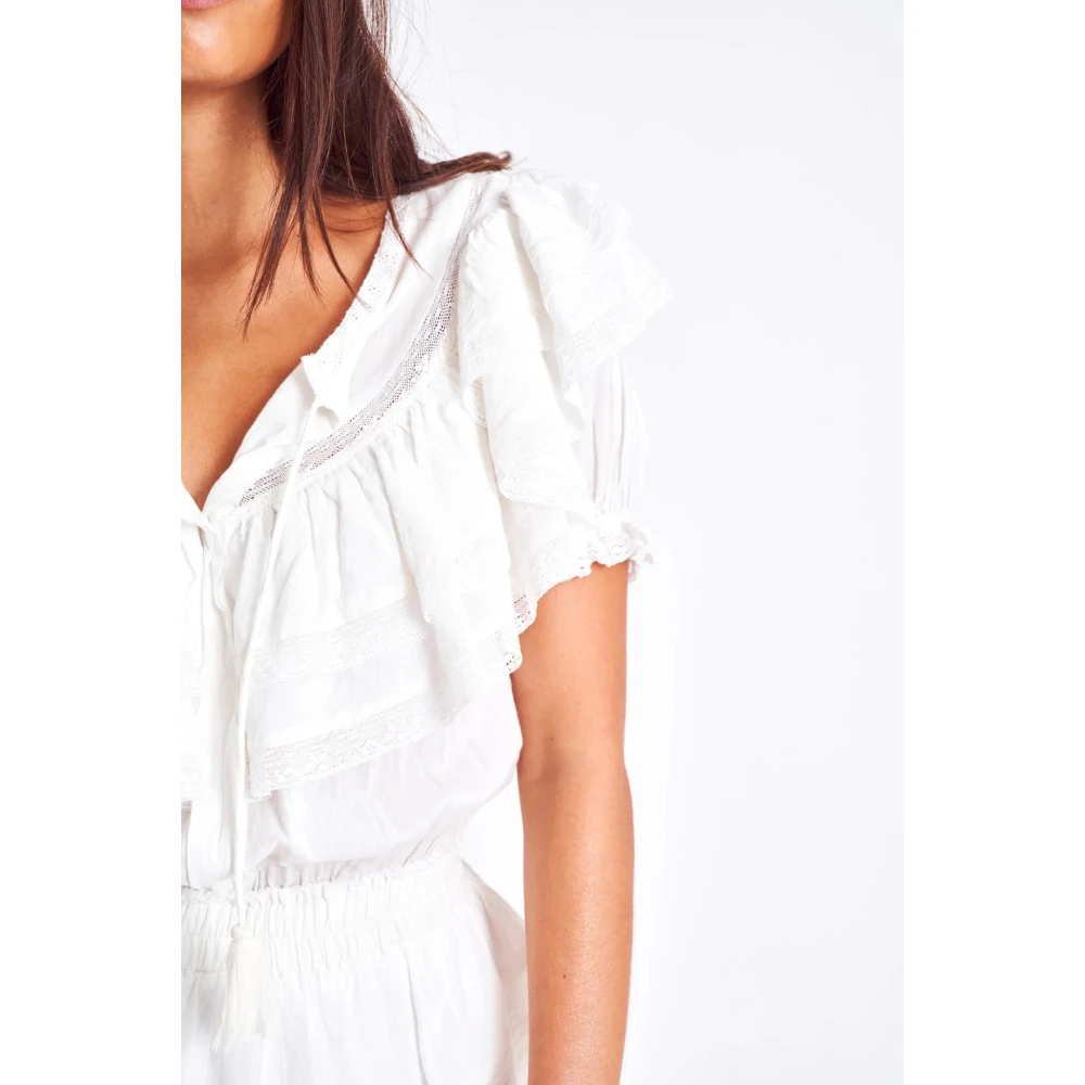 Loveshackfancy Vintage-geïnspireerde Liv-jurk met kanten details White Dames